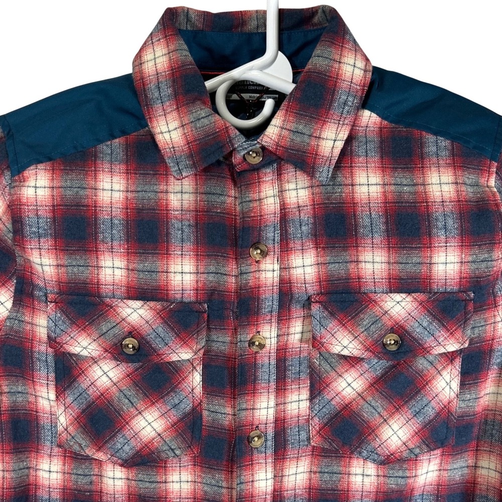 Avalanche Outdoor Supply Co Mens Medium Quilted Flannel Shirt Jacket Red Plaid